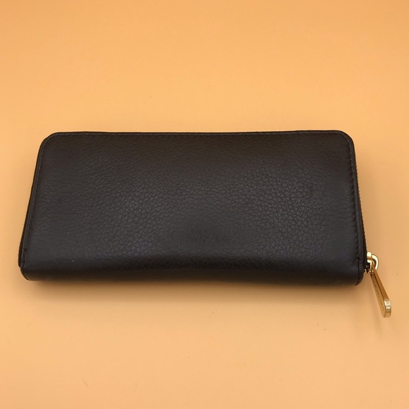 Michel Kors Zip Around Continental Black Leather Wallet With Gold Hardware - Picture 2 of 7